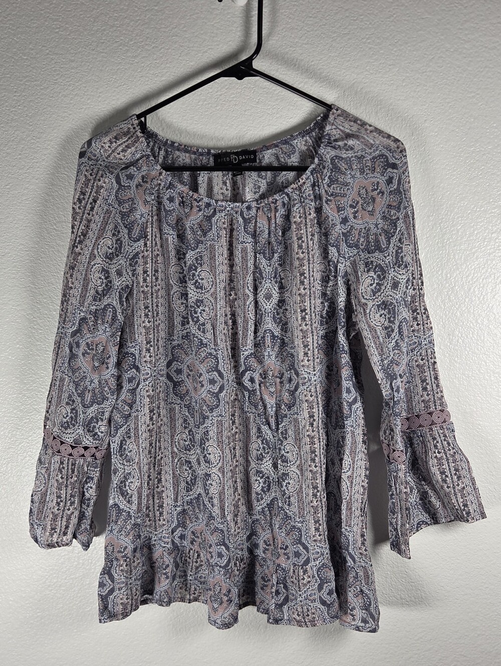 Fred David Paisley Boho Tunic in Dusty Blue & Mauve